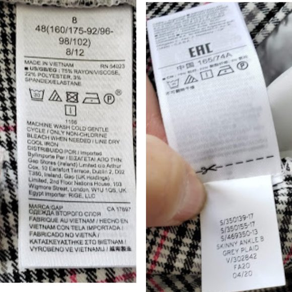 Gap Skinny Ankle Pants Bi-Strength, Gray Plaid - Picture 11 of 12